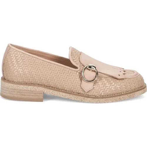 Loafers, female, , Size: 10 US Woven Leather Moccasin with Fringe - Luca Grossi - Modalova