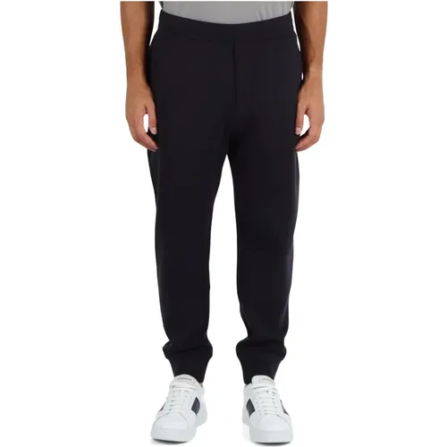 Sweatpants, male, , Size: M Sporty cotton blend pants with logo embroidery - Emporio Armani - Modalova