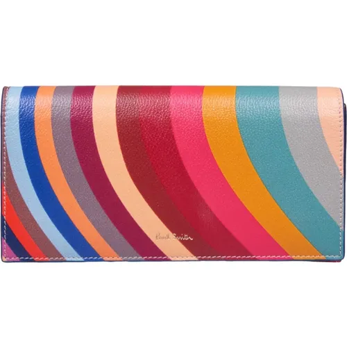 Wallets & Cardholders, female, , Size: ONE SIZE Striped Wallet with Button Closure - PS By Paul Smith - Modalova