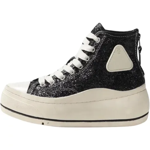 Glitter High Top Schwarzer Sneaker , Damen, Größe: 38 EU - R13 - Modalova