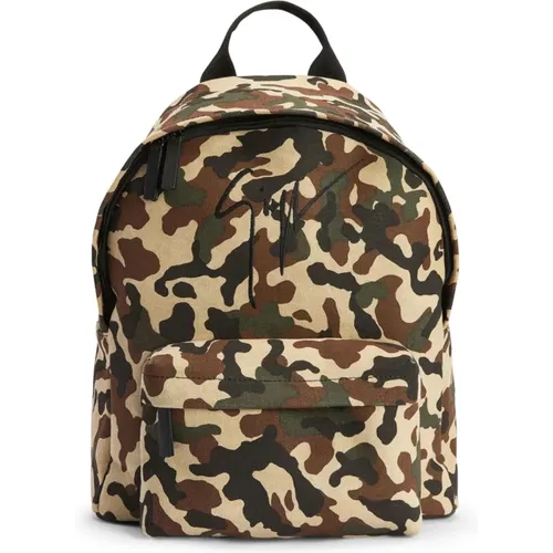 Camouflage Logo Backpack , male, Sizes: ONE SIZE - giuseppe zanotti - Modalova