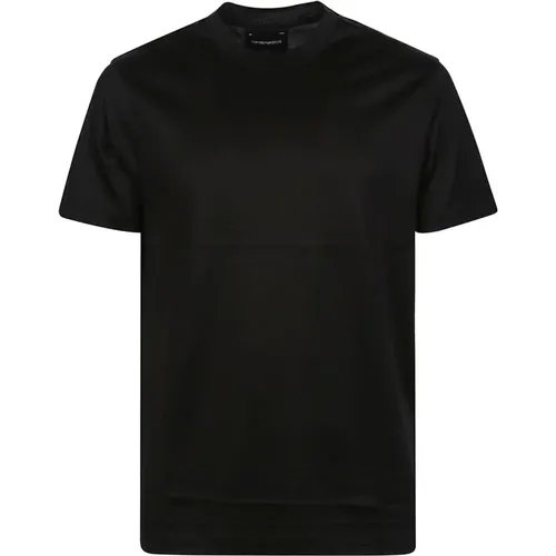 Schwarzes Lyocell Baumwoll T-Shirt für Männer,T-Shirts - Emporio Armani - Modalova