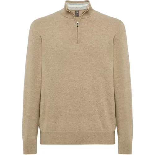 Kaschmir-Mischung Halbzip-Pullover , Herren, Größe: XL - Boggi Milano - Modalova