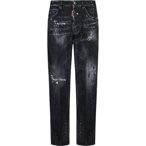 Schwarze Distressed Slim Fit Jeans , Herren, Größe: 2XL - Dsquared2 - Modalova