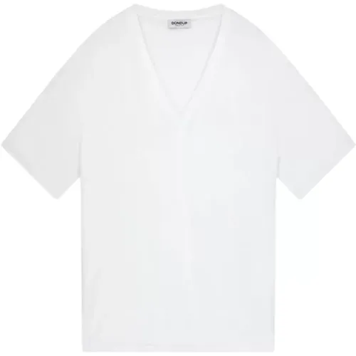 V-Ausschnitt Jersey T-shirt , Damen, Größe: M - Dondup - Modalova