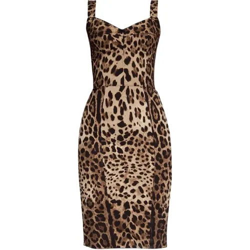 Dress with animal pattern , female, Sizes: L, M - Dolce & Gabbana - Modalova