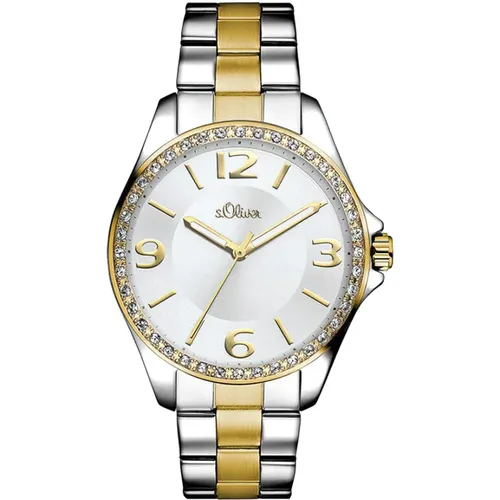 Elegante Edelstahl Armbanduhr , Damen, Größe: ONE Size - s.Oliver - Modalova