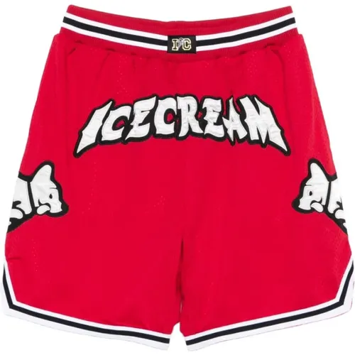 Sportswear, male, , Size: M Puppy Running Shorts with Striped Trim - Icecream - Modalova