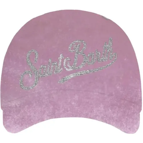 Caps, female, , Size: ONE SIZE Velvet Baseball Cap with Rhinestone Writing - MC2 Saint Barth - Modalova