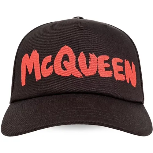 Caps, male, , Size: M Logo Print Curved Peak Hat - alexander mcqueen - Modalova