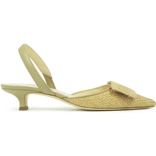 Rafia Slingback mit Plakette , Damen, Größe: 41 EU - Prosperine - Modalova