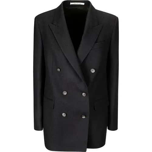 Blazers, female, , Size: 2XS Double-Breasted Flap Pocket Jacket - Tagliatore - Modalova