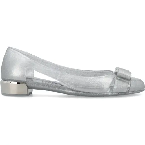 Women's Shoes Closed Silver Glitter Ss24 , female, Sizes: 2 UK - Salvatore Ferragamo - Modalova