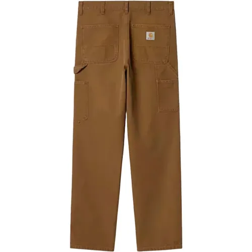 Straight Trousers, male, , Size: W32 WIP Double Knee PantsDeep Hamilton Aged Canvas - Carhartt WIP - Modalova