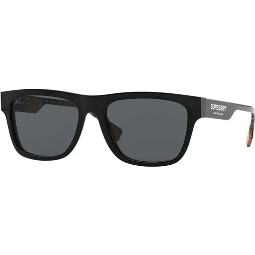 Schwarze/Graue Sonnenbrille mit B Logo , Herren, Größe: 56 MM - Burberry - Modalova