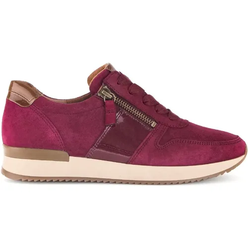 Fuchsia Leder Sneakers , Damen, Größe: 38 EU - Gabor - Modalova