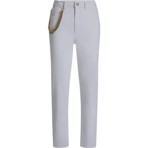High-Waisted Slim Fit Cropped Jeans with Chain Detail , female, Sizes: W32, W26, W24, W25, W29 - Guess - Modalova
