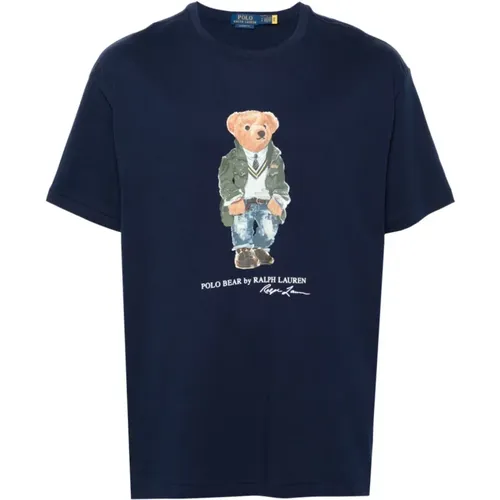 Blaue Polo Bear Crewneck T-Shirts und Polos , Herren, Größe: L - Polo Ralph Lauren - Modalova