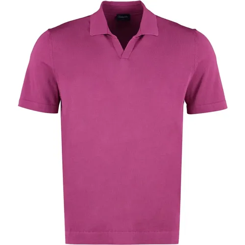 Gerippter Kragen Baumwoll Polo Shirt - Drumohr - Modalova