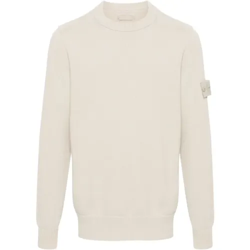 Beiger Gestrickter Crew Neck Pullover , Herren, Größe: XL - Stone Island - Modalova