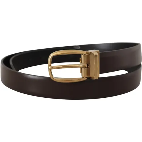 Elegant Dark Leather Belt , male, Sizes: 90 CM - Dolce & Gabbana - Modalova