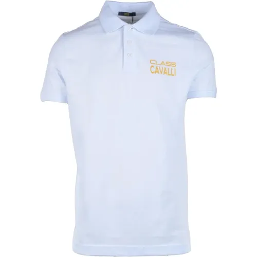 Weißes Einfaches Polo Knopfverschluss Herren , Herren, Größe: 2XL - Cavalli Class - Modalova