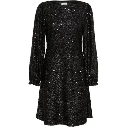 Short Dresses, female, , Size: L Glitter Dress with Puff Sleeves - Saint Tropez - Modalova