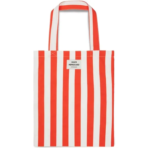 Striped Shopper Bag Red , female, Sizes: ONE SIZE - Mads Nørgaard - Modalova