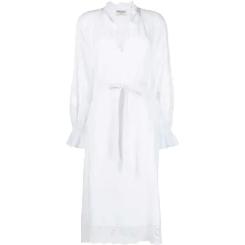Romantic Lace-Trimmed Midi Dress , female, Sizes: L - Zadig & Voltaire - Modalova