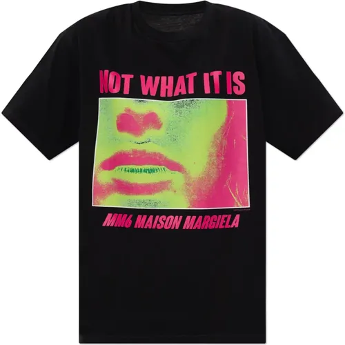 T-Shirt mit Druck , Damen, Größe: XS - MM6 Maison Margiela - Modalova