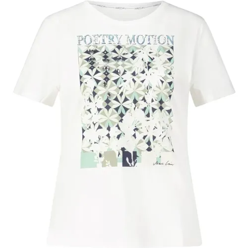 Blumiges Print T-Shirt mit Funkelnden Steinen , Damen, Größe: XS - Marc Cain - Modalova