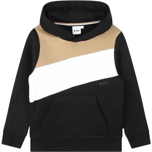 Kinder Schwarzer Pullover Color-Block Design - Hugo Boss - Modalova