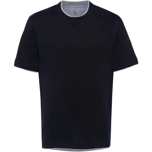 Schwarze T-Shirts Polos Ss24 , Herren, Größe: L - BRUNELLO CUCINELLI - Modalova