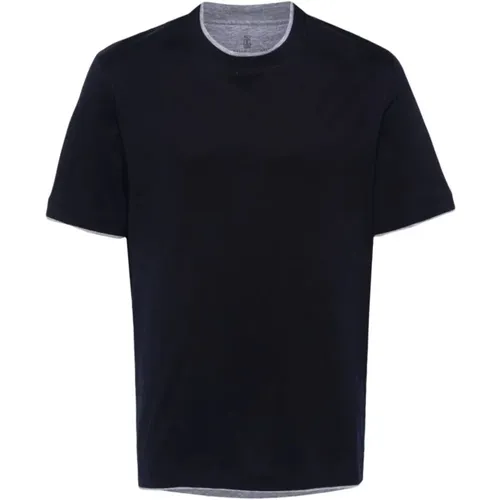 Schwarze T-Shirts Polos Ss24 , Herren, Größe: S - BRUNELLO CUCINELLI - Modalova