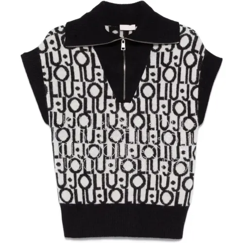 Monogram Jacquard Pullover Schwarz , Damen, Größe: XS - Liu Jo - Modalova