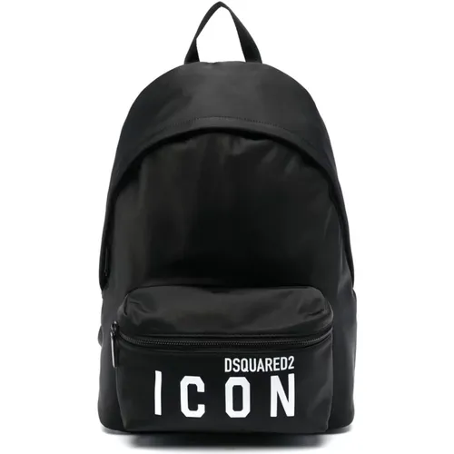 Backpacks, male, , Size: ONE SIZE Iconic Logo-Print Backpack - Dsquared2 - Modalova