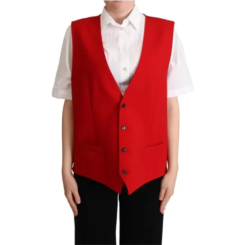 Virgin Wool Sleeveless Waistcoat Vest , female, Sizes: XS - Dolce & Gabbana - Modalova