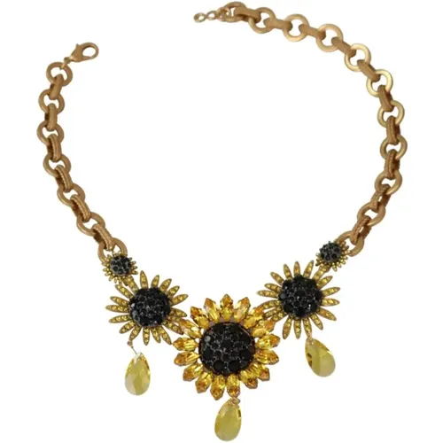 Gold Crystal Charm Necklace , female, Sizes: ONE SIZE - Dolce & Gabbana - Modalova