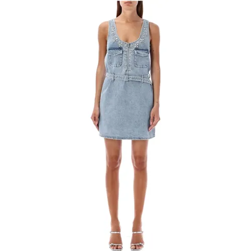 Light Tank Denim Mini Dress , female, Sizes: 2XS - Self Portrait - Modalova