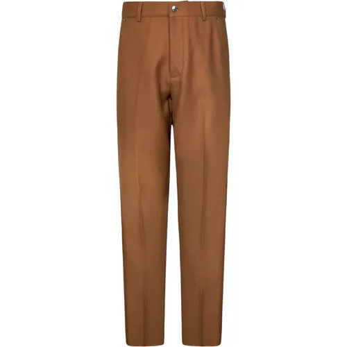 Camel Wool Trousers with Ironed Pleat , male, Sizes: S, M, XL - Doppiaa - Modalova