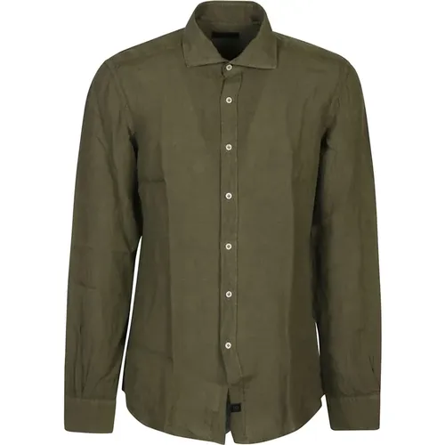 Casual Shirts, male, , Size: L Kiwi Scuro Long Sleeve Shirt - Fay - Modalova