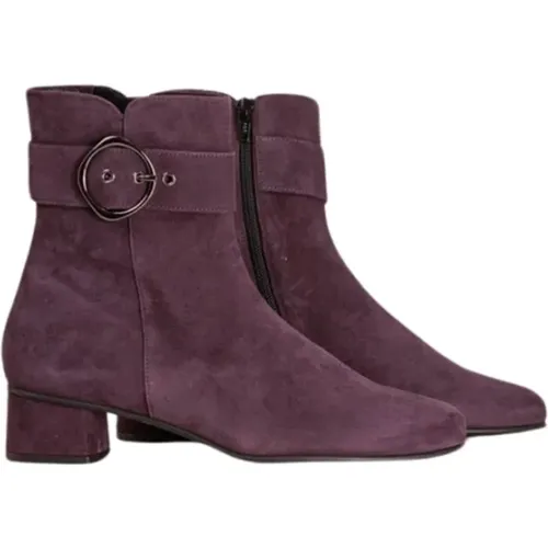 Plum Suede Ankle Boot with Zipper , female, Sizes: 4 UK, 7 UK, 8 1/2 UK, 5 1/2 UK - HASSIA - Modalova