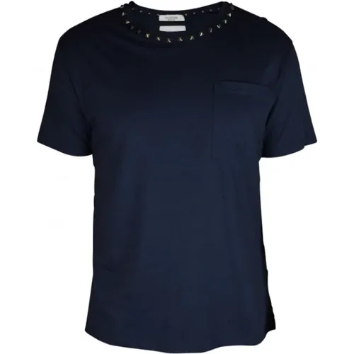 Blaues Rockstud Untitled T-Shirt , Herren, Größe: L - Valentino Garavani - Modalova