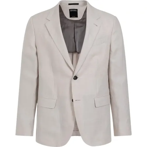 Blazers, male, , Size: L Linen Jacket Ss24 - Ermenegildo Zegna - Modalova