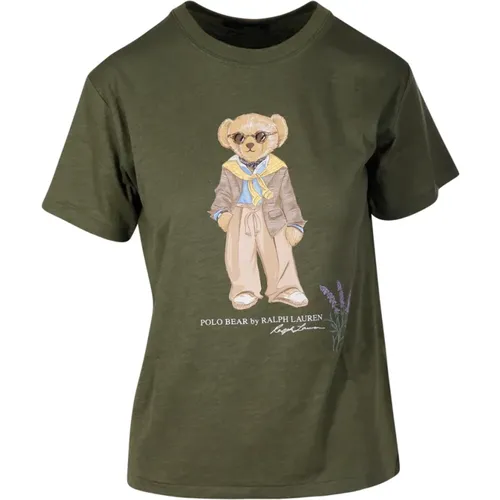 Garden Trail Bear Sleeve T-Shirt , female, Sizes: L, XS - Ralph Lauren - Modalova