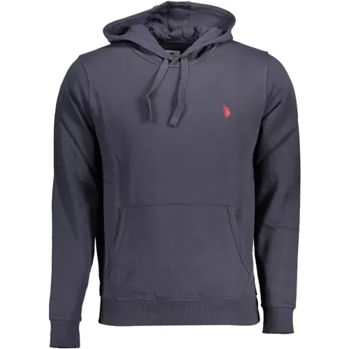 Hoodies, male, , Size: M Cotton Hooded Sweatshirt with Logo Embroidery - U.s. Polo Assn. - Modalova