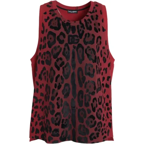 Sleeveless Tops, male, , Size: 2XL Leopard Print Tank Top - Dolce & Gabbana - Modalova