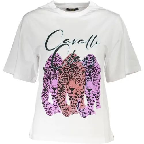 Slim Fit T-Shirt mit Logo-Print , Damen, Größe: 2XL - Cavalli Class - Modalova