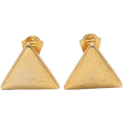 Pre-owned Gold earrings , female, Sizes: ONE SIZE - Yves Saint Laurent Vintage - Modalova