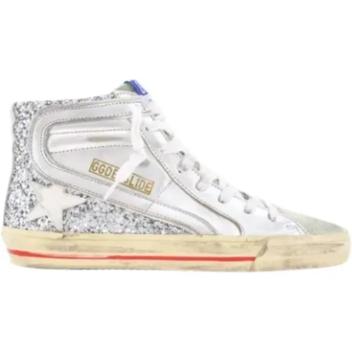 Sneakers, female, , Size: 7 US Silver Glitter Skate Sneakers - Golden Goose - Modalova